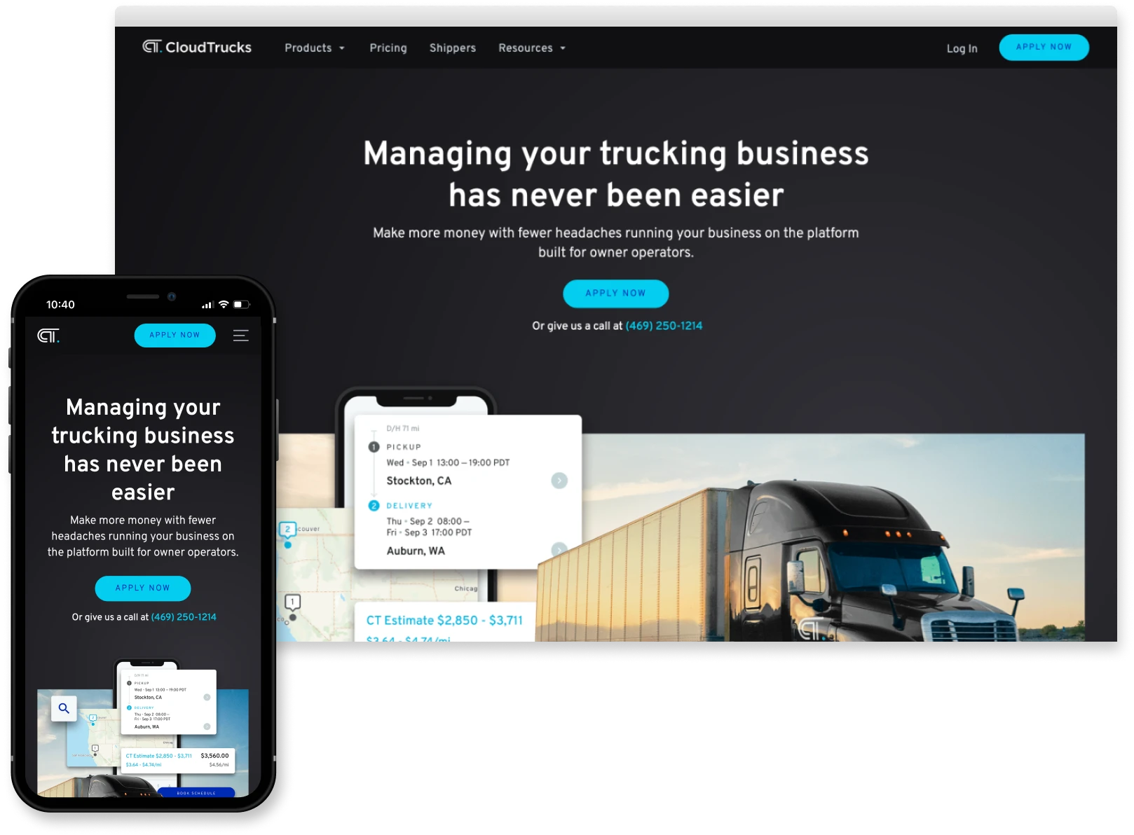 CloudTrucks marketing website