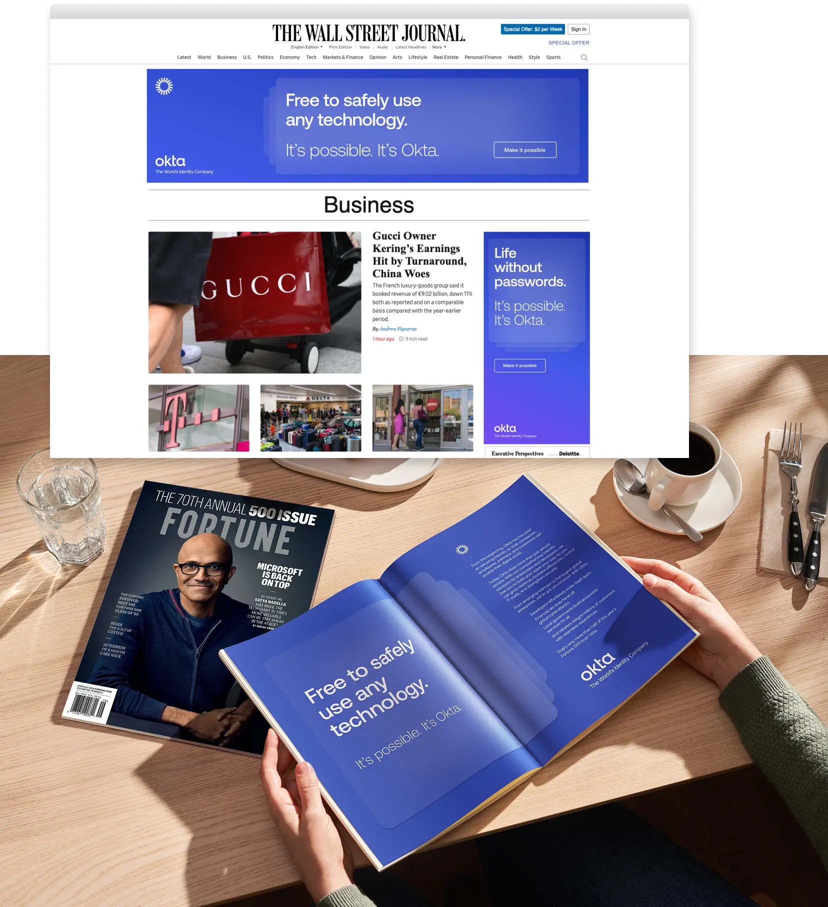 Okta brand campaign digital and print publication