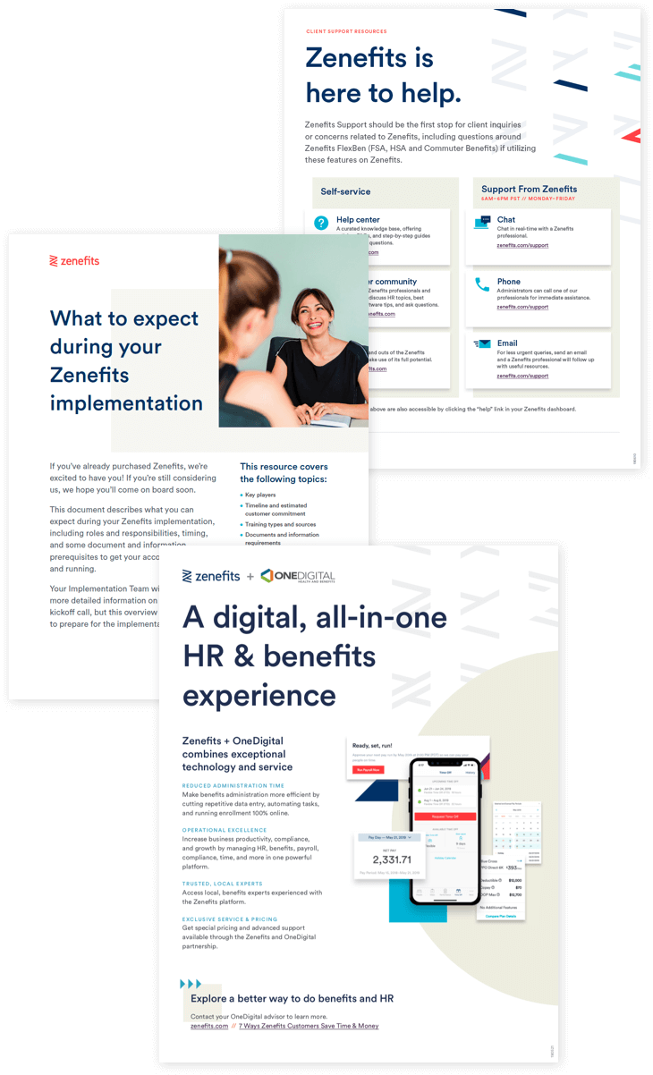 Zenefits one-pagers